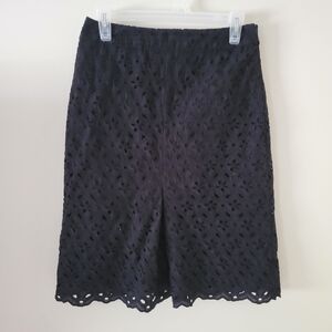 Talbots Eyelet Lace Pencil Skirt Black Size 2 C0070